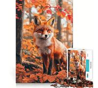 Puzzle de 1000 pièces pour Adultes Renard d'automne dans Les Bois Décoration soignée Jeu de réflexion Idéal pour se divertir Cadeau d'anniversaire Artistique (38x52cm)