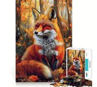 Puzzle de 1000 pièces pour Adultes Renard d'automne dans Les Bois Jeu de réflexion Amusant et Complexe pour se détendre et s'amuser Cadeau d'anniversaire (38x52cm)