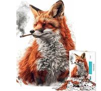 Puzzle de 1000 pièces pour Adultes Renard Fumeur de Cannabis Jeu de Construction Manuelle Décoration Parfaite Idée Cadeau pour Toute la Famille (Dimensions 38x26cm)