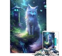 Puzzle de 1000 pièces pour Adultes Renard Kitsune Blanc Néon Impossible Jeu éducatif et Stimulant Idée Cadeau Apprentissage et éducation (Dimensions 38x26cm)