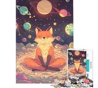 Puzzle de 1000 pièces pour Adultes Renard méditant dans l'espace Activités Amusantes à la Maison décoration Artistique Jeu de réflexion à partir de 14 Ans (38x26cm)