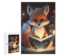 Puzzle de 1000 pièces pour Adultes - Renard Mignon lisant des Livres - Casse-tête Amusant et Original, pour Les passionnés de Puzzles - 38 x 52 cm