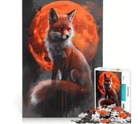 Puzzle de 1000 pièces pour Adultes Renard Roux Assis Devant la Lune Jeu à Monter soi-même améliore la mémoire Cadeau Unique pour Un Anniversaire ou Noël 38x52cm