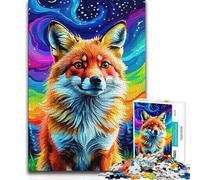 Puzzle de 1000 pièces pour Adultes - Renard Roux sous Un Ciel Arc-en-Ciel - Décoration Murale - Jeu de Manipulation - À partir de 14 Ans - 50x75cm