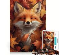 Puzzle de 1000 pièces pour Adultes Renard Souriant d'automne Découpe Premium Jeu intellectuel Activité ludique et apaisante Anniversaire Jeu Artistique (38x52cm)