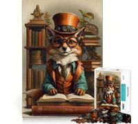 Puzzle de 1000 pièces pour Adultes Renard Steampunk Intelligent Illustration Fine Cutting Art,Jeu de Concentration,Jeu de Calme,Activité d'anniversaire (50x75cm)