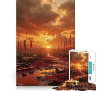 Puzzle de 1000 pièces pour adultes, répercussions sur le champ de bataille avec drapeaux rouges, bords lisses, jeu, concentration, jeu calme, motif de Noël (50 x 75 cm)