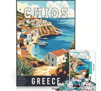 Puzzle de 1000 pièces pour Adultes représentant Chios en Grèce, Jeu de Construction à Faire soi-même, Course de Vitesse Manuelle, avec des pièces de Formes aléatoires Parfaitement emboîtables 38x52cm