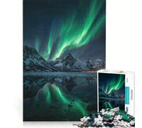 Puzzle de 1000 pièces pour Adultes représentant des aurores boréales sur des Montagnes enneigées Un Jeu Impossible à réaliser idéal pour s'amuser en Famille Un Cadeau Original pour Un Anniversaire