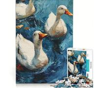 Puzzle de 1000 pièces pour Adultes, représentant des Canards dans Une Peinture à l'eau Bleue Jeu Impossible, activités Amusantes à la Maison, Collection d'artistes, Beaux-Arts 38x26cm