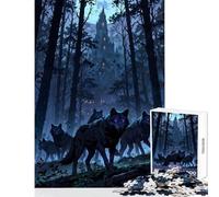 Puzzle de 1000 pièces pour Adultes représentant des Loups et Un château Décoration idéale pour la Maison Jeu Pratique avec des pièces de Formes aléatoires Parfaitement emboîtables Dimensions 38x26cm