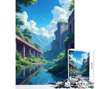Puzzle de 1000 pièces pour Adultes représentant des ruines envahies par la végétation au Bord de la rivière Décoration Jouet œuvre d'art Cadeau Jeu éducatif et Amusant à Faire à la Maison 38x26cm