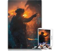Puzzle de 1000 pièces pour adultes représentant des soldats pointant du doigt sur un champ de bataille enflammé Idéal pour des moments de détente et de calme Découpe nette des uniformes Jeu de loisirs