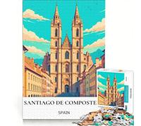 Puzzle de 1000 pièces pour Adultes représentant la cathédrale de Saint-Jacques-de-Compostelle, décoration Murale, Niveau de difficulté Difficile, Cadeau Unique pour Un Anniversaire ou Noël 50x75cm