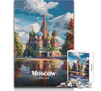 Puzzle de 1000 pièces pour Adultes représentant la cathédrale Saint-Basile de Moscou Idéal pour des soirées Jeux et Divertissement en Famille Un Cadeau Amusant et Original Dimensions : 50x75cm