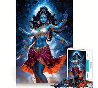 Puzzle de 1000 pièces pour Adultes représentant la déesse Kali à la Peau Bleue et aux Multiples Bras Décoration soignée,Jeu cognitif et ludique,Jeu de Paix,activité d'anniversaire (38x52cm)