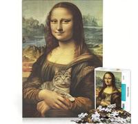 Puzzle de 1000 pièces pour Adultes représentant la Joconde et Un Chat Jeu éducatif Analyse et logique Cadeau pour Femmes 50x75cm