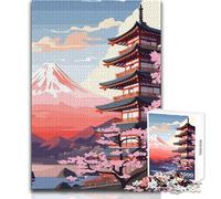 Puzzle de 1000 pièces pour Adultes représentant la pagode du Mont Fuji Un Moment de détente paisible et agréable Assemblage précis Dimensions 38x26cm