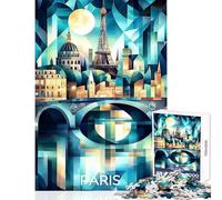 Puzzle de 1000 pièces pour Adultes représentant la Skyline cubiste de Paris avec la Tour Eiffel et la Seine Jeu Impossible idéal pour Les Couples Jouet éducatif avec liste de souhaits du Père Noël