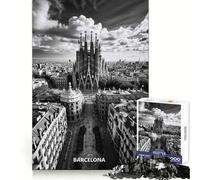 Puzzle de 1000 pièces pour Adultes représentant la Skyline de Barcelone et la Sagrada Familia Un Passe-Temps Relaxant et Stimulant, aux découpes nettes, idéal comme Cadeau (38x26cm)
