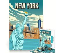 Puzzle de 1000 pièces pour Adultes,représentant la Skyline de New York Affiche de Voyage,découpe Nette,Art,défi Intelligent,Jeu Amusant pour Passer Le Temps,décoration Murale de Noël (38x52cm)
