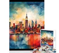 Puzzle de 1000 pièces pour Adultes représentant la Skyline de New York Décoration intérieure Jouet Cadeau d'anniversaire Jeu Relaxant Collection d'artistes Beaux-Arts Format 38x26cm