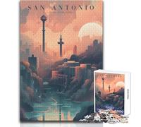 Puzzle de 1000 pièces pour Adultes, représentant la Skyline de San Antonio Jeu de défi Unique et Rapide à réaliser soi-même Jouet éducatif Dimensions:50x75cm.
