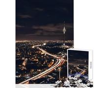 Puzzle de 1000 pièces pour Adultes représentant la Skyline Nocturne de Téhéran Décoration intérieure Jouet Cadeau d'anniversaire Jeu Relaxant Collection d'artistes Beaux-Arts Dimensions 38x52cm