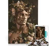 Puzzle de 1000 pièces pour Adultes représentant la Statue de David doré avec des Fleurs Un Jeu Relaxant, Amusant et Humoristique, idéal comme Cadeau 38x26cm
