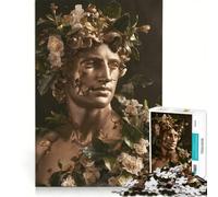 Puzzle de 1000 pièces pour Adultes représentant la Statue de David doré avec des Fleurs Un Jeu Relaxant, Amusant et Humoristique, idéal comme Cadeau 50x75cm