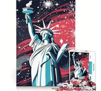 Puzzle de 1000 pièces pour Adultes représentant la Statue de la Liberté avec Feux d'artifice Jeu éducatif Difficile et Stimulant Cadeau de Noël ou d'anniversaire 38x52cm