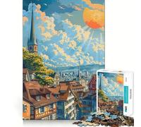 Puzzle de 1000 pièces pour Adultes représentant la Ville de Zurich,en Suisse Un Jeu Amusant et Relaxant,découpé au Laser avec Une qualité supérieure,idéal et Faire Travailler Ses méninges