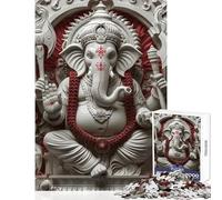 Puzzle de 1000 pièces pour Adultes représentant Le Dieu Hindou Ganesha Jeu à Monter soi-même idéal comme Cadeau d'anniversaire ou pour Toute la Famille Convient pour décorer Un Bureau 38x26cm