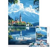 Puzzle de 1000 pièces pour Adultes représentant Le lac de Bled en Slovénie Décoration Murale Cadeau d'anniversaire ou Jeu Familial Convient également pour décorer Un Bureau Dimensions 38x26cm