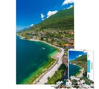 Puzzle de 1000 pièces pour Adultes représentant Le Littoral du lac de Garde Jeu Manuel de précision activités Amusantes à Faire à la Maison (Taille 38x52cm)