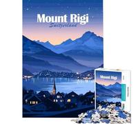 Puzzle de 1000 pièces pour Adultes représentant Le Mont Rigi en Suisse de Nuit Jeu Stimulant et Impossible à réaliser pour Femmes et Hommes (75x50cm)