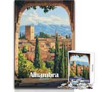 Puzzle de 1000 pièces pour Adultes, représentant Le Palais de l'Alhambra en Espagne Jeu intellectuel pour Une Femme ou Un Anniversaire Dimensions : 38x52cm