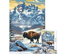 Puzzle de 1000 pièces pour Adultes représentant Le Parc National de Yellowstone en Hiver Décoration Murale et Jeu éducatif pour Un Anniversaire ou Noël Dimensions 38x26cm