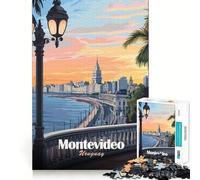 Puzzle de 1000 pièces pour Adultes représentant Le Paysage Urbain de Montevideo,en Uruguay Affiche de Voyage Artistique aux découpes nettes Jeu et Stimulant pour Passer Le Temps Décoration Murale