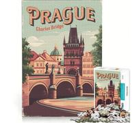 Puzzle de 1000 pièces pour Adultes représentant Le Pont Charles de Prague Idéal pour Les Couples Jeu de détente et Cadeau pour Femmes et Hommes Dimensions 38x52cm