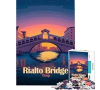 Puzzle de 1000 pièces pour Adultes représentant Le Pont du Rialto à Venise en Italie Jeu éducatif Stimulant et Relaxant mais Aussi Une idée Cadeau Amusante et Originale (Dimensions 75x50cm)