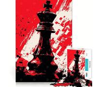 Puzzle de 1000 pièces pour Adultes,représentant Le Roi des échecs sur Fond rougeJeu créatif et précis,idéal pour se détendre et Passer Un Moment agréableCadeau apaisant pour Noël (38x26cm)