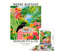 Puzzle de 1000 pièces pour Adultes représentant Le Tableau « Chat et caf頻 d'Henri Matisse Jeu Anti-Stress pour Un échange de Cadeaux Un Anniversaire ou Noël Dimensions 50x75cm