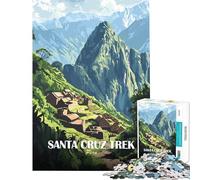 Puzzle de 1000 pièces pour adultes représentant le trek de Santa Cruz au Pérou Affiche de voyage pour un jeu éducatif captivant qui développe la patience Idée cadeau et décoration intérieure (38x26cm)