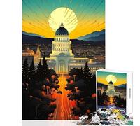 Puzzle de 1000 pièces pour adultes représentant les bâtiments de l'État de Californie Décoration jouet et cadeau d'anniversaire éducatif Comprend une affiche et une fiche de questions-réponses 38x26cm