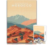 Puzzle de 1000 pièces pour Adultes,représentant Les Montagnes de l'Atlas au Maroc Jeu de réflexion Amusant et Original pour Toute la Famille Décoration Murale Dimensions : 38x26cm