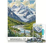 Puzzle de 1000 pièces pour Adultes représentant Les Montagnes Wrangell-St Elias Un Jeu Amusant et répétitif,découpé au Laser avec Une qualité supérieure,pour Un Moment de Calme et Un Exercice Mental