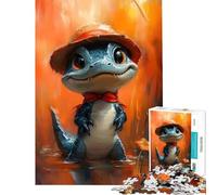 Puzzle de 1000 pièces pour Adultes représentant Un Adorable Alligator avec Un Chapeau Activités Amusantes à la Maison défi Difficile Jouet de décoration pour Les Enfants de 14 Ans et Plus (50x75cm)
