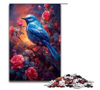 Puzzle de 1000 pièces pour Adultes représentant Un Adorable Petit Oiseau Bleu Puzzle en Bois Difficile et Stimulant 75x50cm