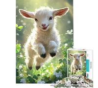 Puzzle de 1000 pièces pour Adultes représentant Un Agneau Souriant dans Un pré Jeu éducatif et Stimulant idéal comme Cadeau pour Les activités familiales (Dimensions 38x52cm)